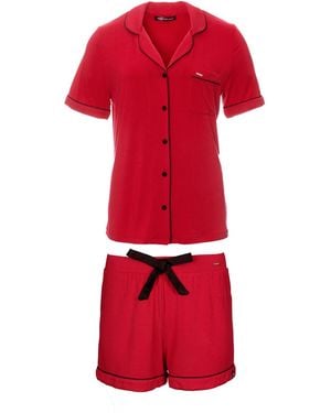 Pretty You London Bamboo Shirt Short Set - Red