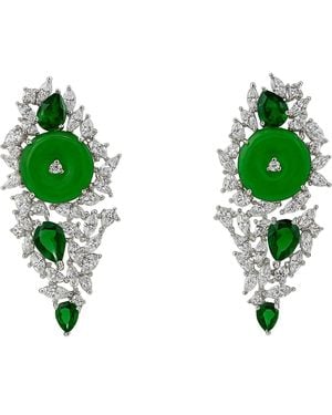 Michael Nash Jewelry Olivia Diamond And Emerald And Jade Cubic Zirconium Earrings - Green