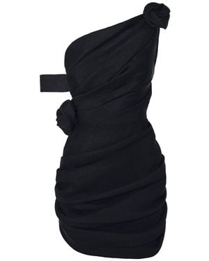 POST MERIDIEM Rose Details Mini Dress - Black