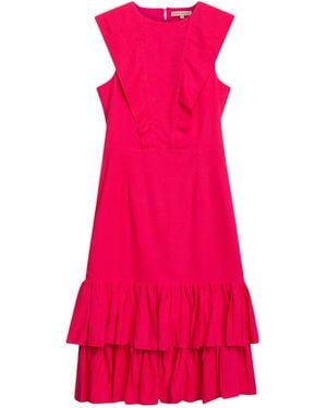 Niza Mai Midi Dress With Round Neckline - Pink