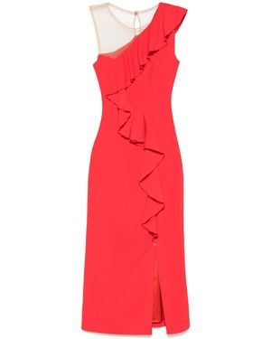 Nissa Ruffled Midi Dress - Red
