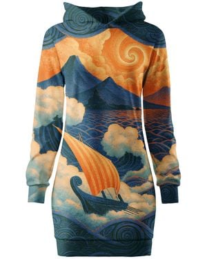 Aloha From Deer Return To Itaka Oversize Hoodie Dress - Blue