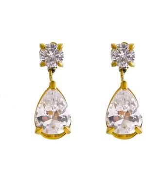 Nazzar Small Teardrop Cz Stud Drop Earrings - Metallic