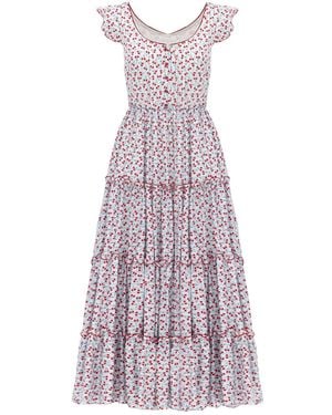Georgette Summer Berries Maxi Dress - Purple