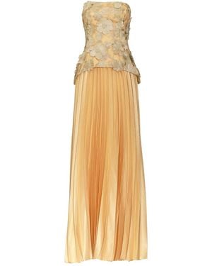 Justin Tong Cascade Pleated Gown - Metallic