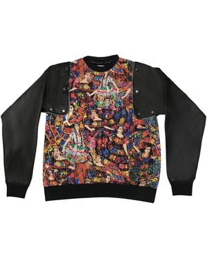 Zasta Studio Detachable Leather Cotton Hybrid Sweatshirt A - Black
