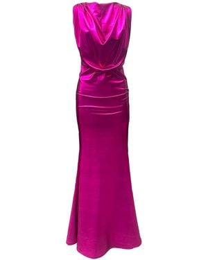 Imaatu Oshun Glam Maxi Dress – Sculpting Faux Leather & Jersey Lining - Purple