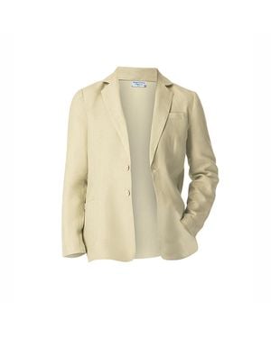 Haris Cotton Neutrals Solid Lapel Neck Linen Blazer Latte - Natural