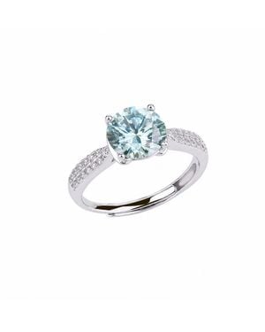 Spero London Sterling Aqua Halo Moissanite Ring - Blue