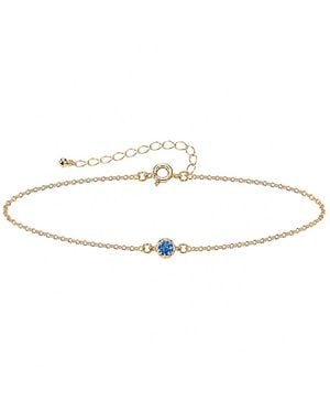 Verita New York Round Bezel Birthstone Bracelet – Sapphire - Metallic