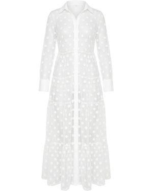 Cy Boutique Spotted Design Lace Shirt Dress Cardigan - White