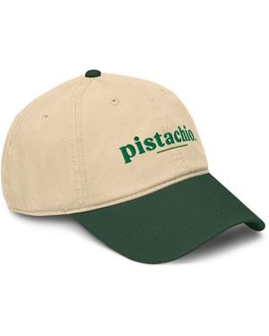 Anchor and Crew Neutrals Natural & Dark Pistachio Slogan Cotton Embroidered Cap - Green