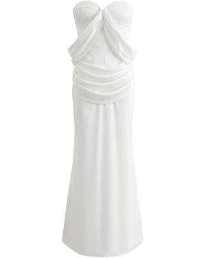 Aisl Ruched Wrap Corset Maxi Dress - White