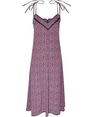 2KStyle Adan Floral Print Lace Trimmed Slip Midi Dress - Purple