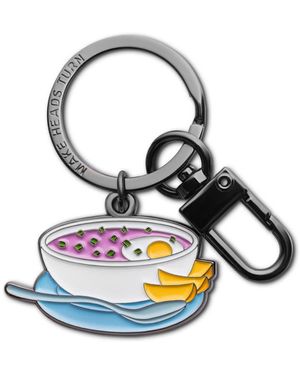 Make Heads Turn Enamel Keychain Bag Charm Cold Soup - Blue