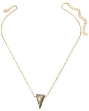 Heather Hawkins Jewelry True Love Waits Elongated Triangle Semi-Precious Gemstone Necklace - Metallic