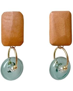 Paisie Geometric Pine Wood Earrings - Blue