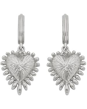 Zoe & Morgan Mini Heart Rays Earrings - White