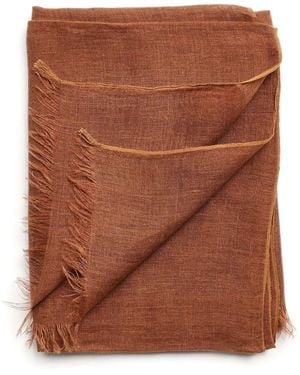 Variously Coco Hand Woven Linen Silk Blend Scarf - Brown