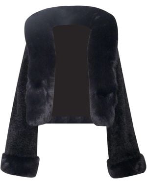 Miss Circle New York Kali Cropped Vegan Fur Jacket With Hood - Black