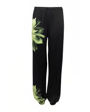 Nokaya ' Silk Dreamscape Pyjama Trousers Flower Print - Black