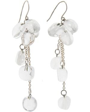 Laura Daili Neutrals Whispers Of Rain – Long Cluster Earrings - White