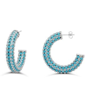 SHYMI Colored Crystal Pave Hoop Earrings - Blue