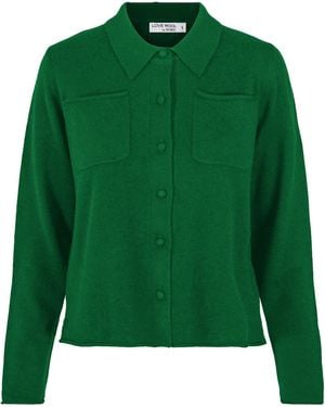 tirillm Nadine Cardigan With Collar And Pockets - Green