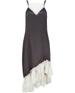 Lily and Lionel Abby Lace Insert Midi Dress - Black