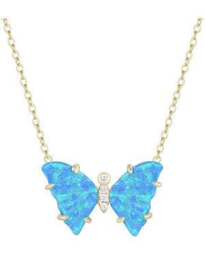 KAMARIA Opal Butterfly Necklace With Prongs - Blue