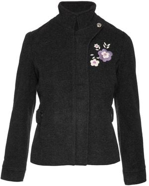 Conquista Dark Short Mouflon Jacket With Belt Detail - Black