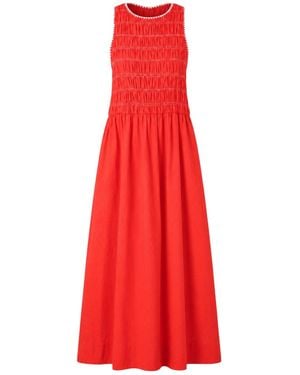 Rose & Nancy Issy Smocked Cotton Maxi Dress - Red