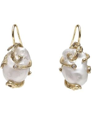 Farra Baroque Pearls Dangle Earrings - Metallic