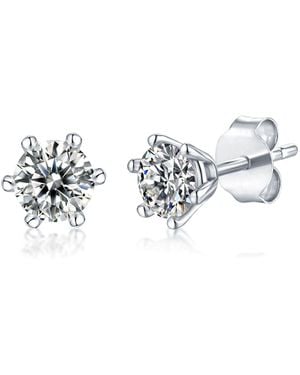 Genevive Jewelry Stella Sterling With Lab Created Moissanite Round Solitaire Stud Earrings - Metallic
