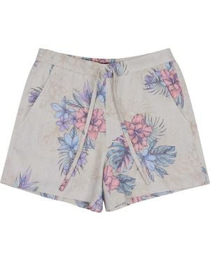 lords of harlech Neutrals Leanne Exotic Floral Natural Drawstring Short - Grey