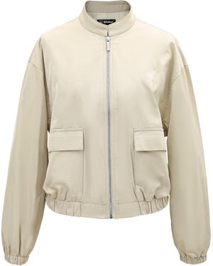 Smart and Joy Neutrals Minimlalist Short Bomber Jacket - Natural