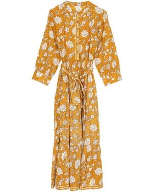 Inara Golden Tulip Cotton Dress - Metallic