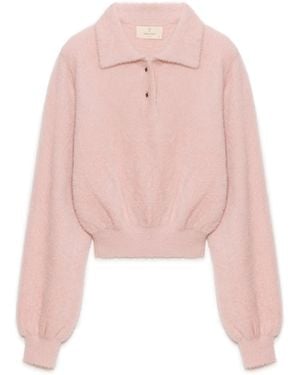 Peraluna Lucy Polo-Neck Crop Knit Blouse - Pink