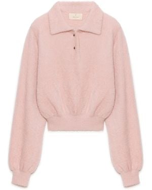 Peraluna Lucy Polo-Neck Crop Knit Blouse - Pink