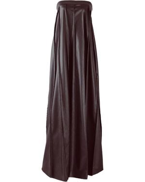 Kargede Pleated Leather Maxi Dress – Strapless Designer Evening Gown - Purple