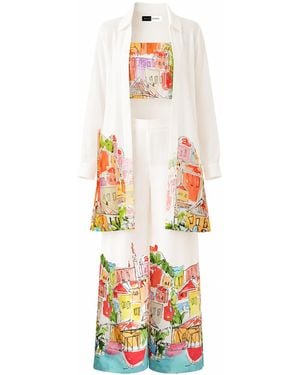 Richa Sharma Handcrafted Luxury Linen Summer Three-Piece Set - White