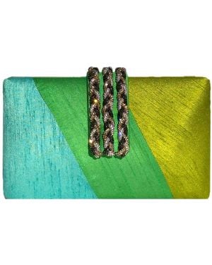 Simitri Key Lime Braided Fringe Clutch - Green