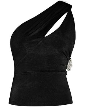 Khéla the Label Exit Strategy One Shoulder Beaded Top - Black