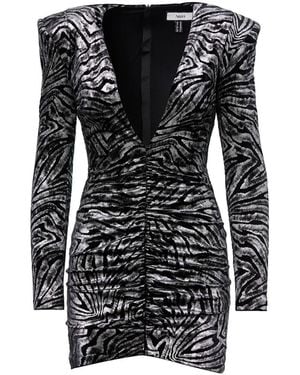 Nissa Printed Velvet Mini Dress - Black