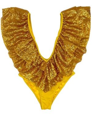 Julia Clancey Victory Sequin Swim Body - Yellow