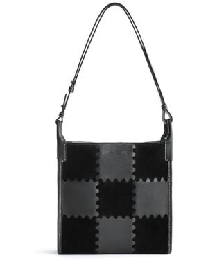 Orange Cube Medium Square Stitch Tote Bag - Black