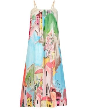DHARA SHETH DUBAI La Riviera Spaghetti Strap Midi Dress - White
