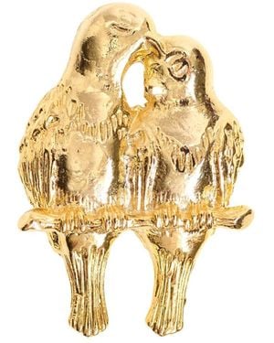 Caramel Vintage Jewellery Plated Lovebirds Brooch - Metallic