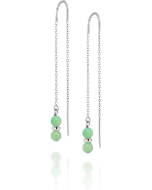 Nellou Jewellery Fall Birthstone Earrings May Chrysoprase Sterling - White