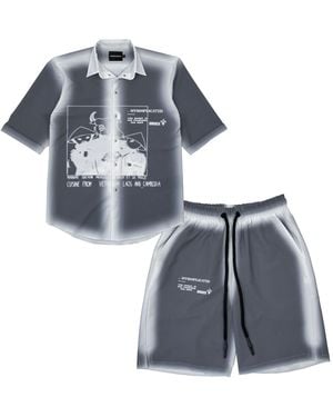mysimplicated Short Sleeve Shirt And Bermuda Set With Laos Design - Blue